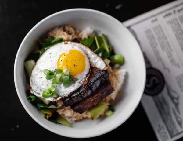 bowl of food with egg