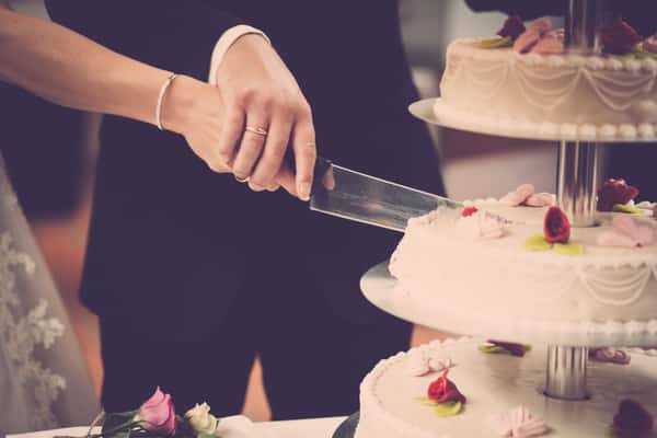 slicing the cake