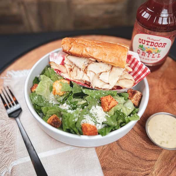 1/2 Chicken Sandwich and 1/2 Caesar Salad