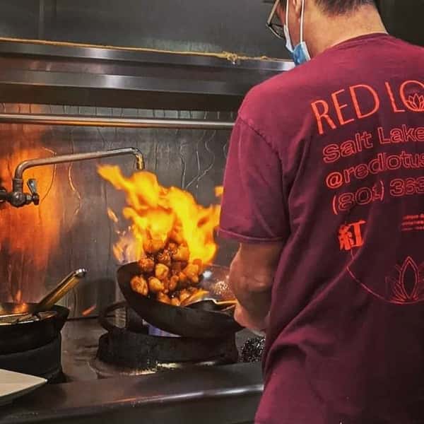 Working in the kitchen at the restaurant