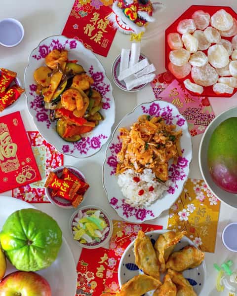 Wide spread of authentic Asian fusion food