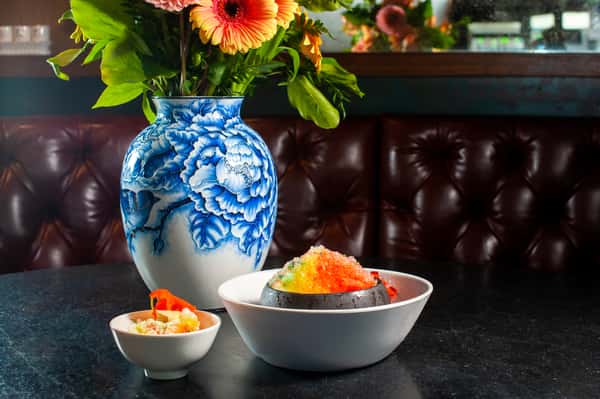 Coconut tapioca, vanilla ice-cream, seasonal fruits