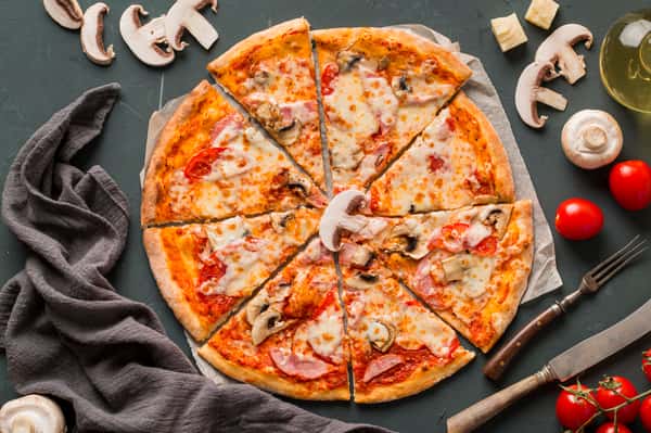 Pizza with mushrooms