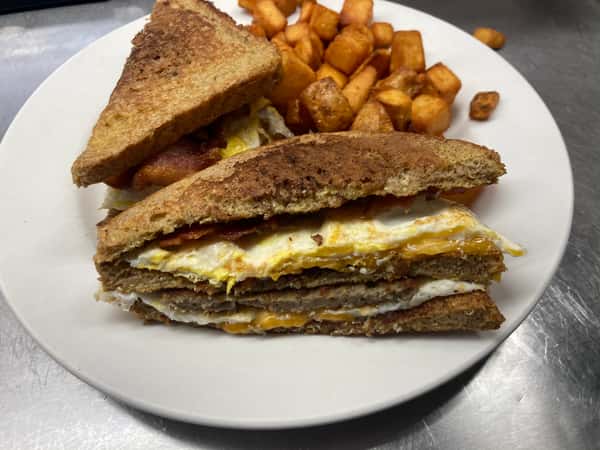 Triple Decker French Toast Breakfast Sandwich