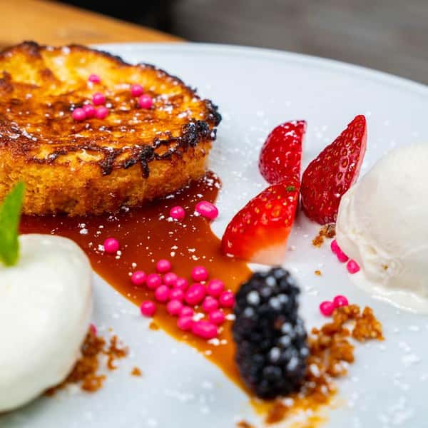 Brunch dish with fresh fruit