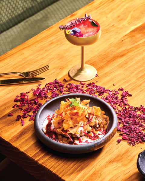 Cocktail and small bites