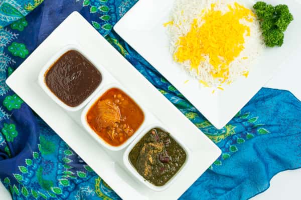 Combination of 3 Stews Encino Dinner Menu Sadaf Restaurant Middle