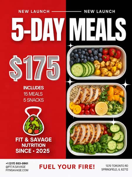 5 Day Meal Prep (15 meals, 5 snacks)