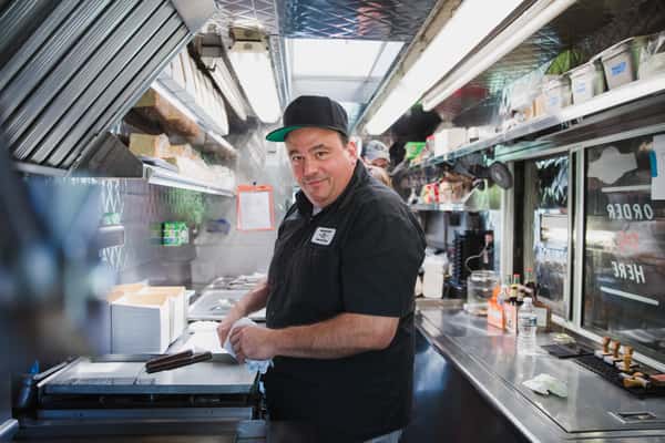 Brian working in food truck