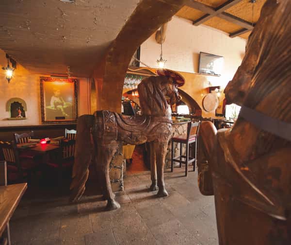 Wooden horse sculpture