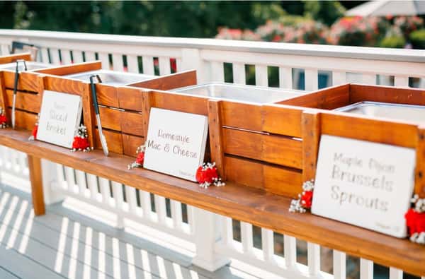 A picture of a rustic buffet