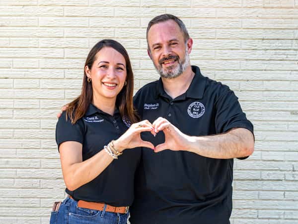 A photo of Stephen and Carol with connected heart