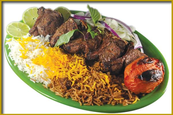 steak kabobs with rice