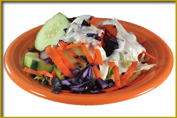 salad topped with dressing