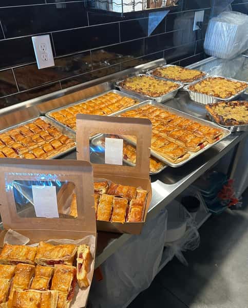 Freshly baked guava pastries are ready to be served and packaged. The Cuban restaurant bakery offers delicious catering and carryout options.