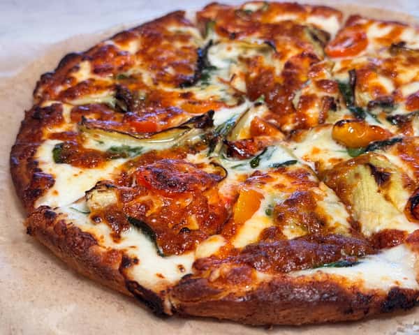Spinach Artichoke Alfredo Pizza