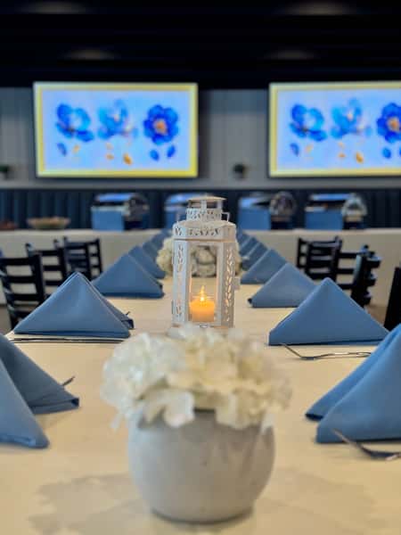 Table decorations for a private event space