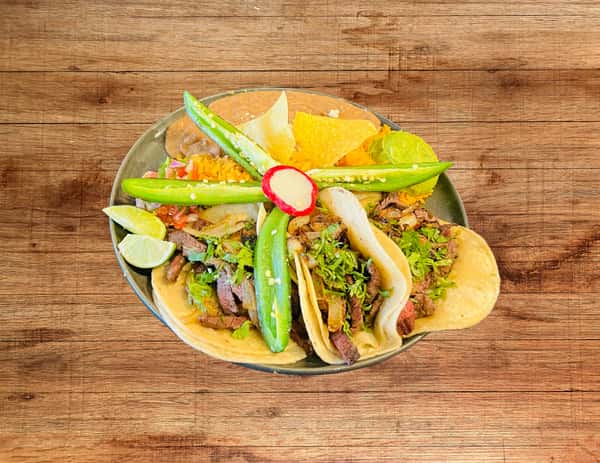 3-Arrachera Tacos
