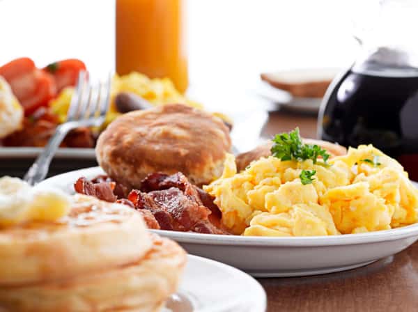 Scrambled Eggs with Bacon and Biscuits in Eureka, CA