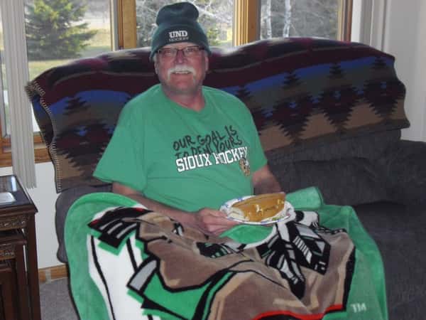 Man eating grinder