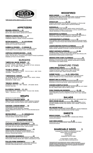 Heist Brewery Menus Heist Brewery