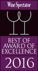 wine spectator award of excellence 2016
