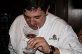 chef drinking wine