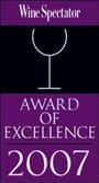 wine spectator award of excellence 2007