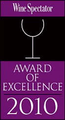 wine spectator award of excellence 2010