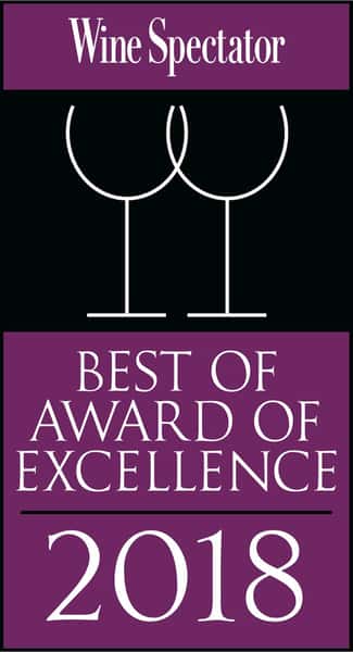 wine spectator award of excellence 2018
