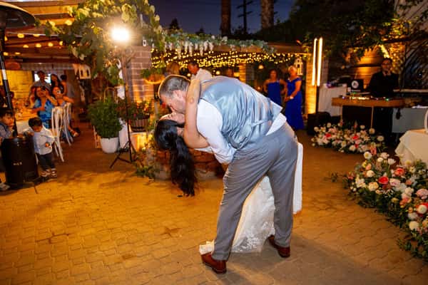 Bride and groom dancing at wedding reception; photo credit Karen D Photography