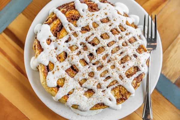 Tall Cinnamon Roll Pancakes