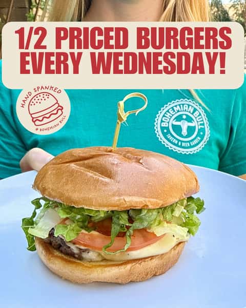 A burger this good at half the price? Say less. 🍔🙌

Join us every Wednesday for 1/2 priced burgers all day long.

#Burgers #BohemianBull #HalfPriced #BeerGarden
