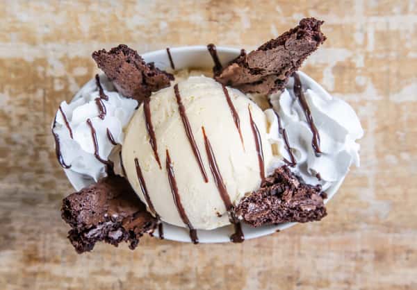 fudge brownie and ice cream