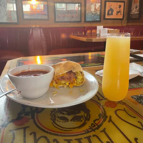 wrap with sauce and juice drink