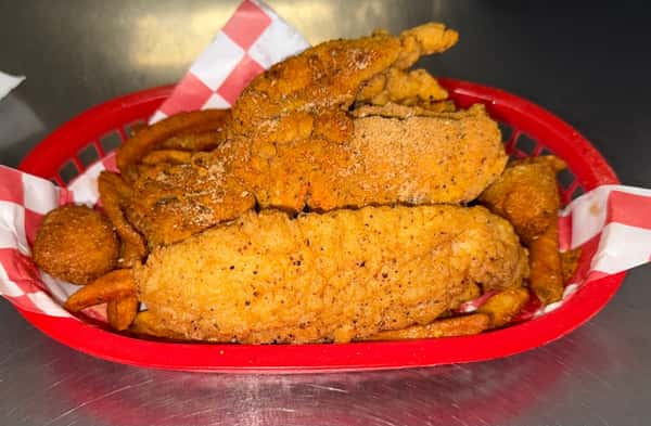 Fried Lobster Tail (1) and Catfish (1) Basket