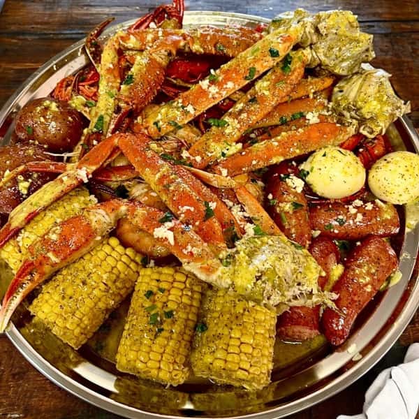 2 lb snow crab, 1 lb shrimp, 1 lb crawfish, 2egg, 2potato, 4corn, 4sausage