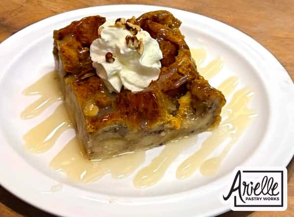 Locally Sourced White Chocolate Bread Pudding, Quickie Crab in Lewisville, TX.