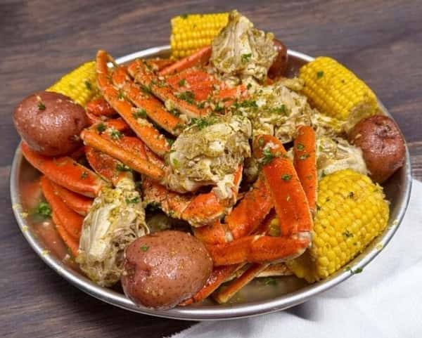 3 lb snow crab, 4 corn, 4 potato