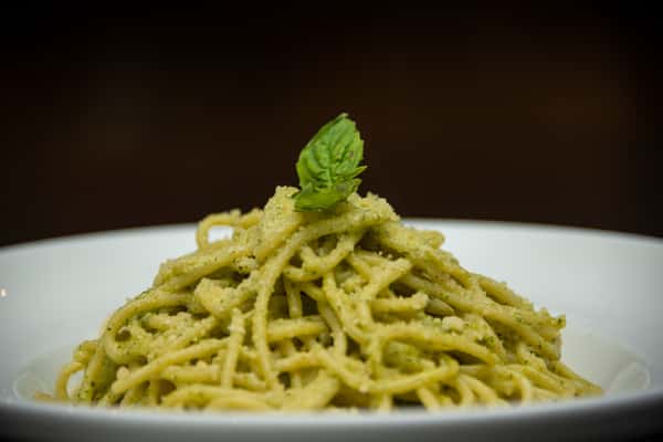 Spaghetti with Pesto Sauce Catering Menu Broadway Slice Pizza