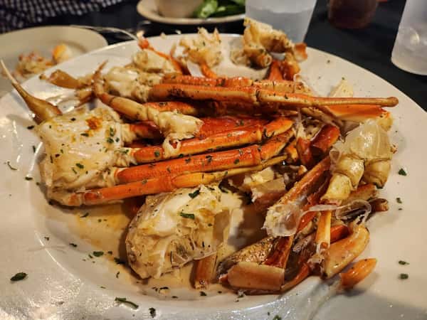 Crab and Seafood Boil on a white plate