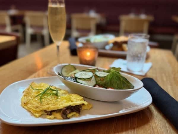 - Mushroom + Fontina Omelet