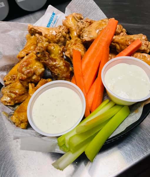 wings with carrots and celery