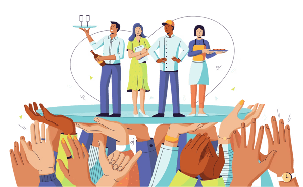 Illustration of restaurant workers