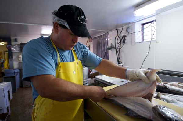 processing fresh fish for diners