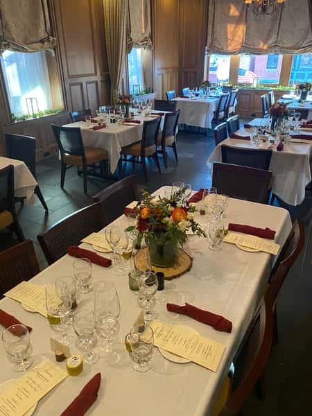 Upham Room Event, long tables, daylight