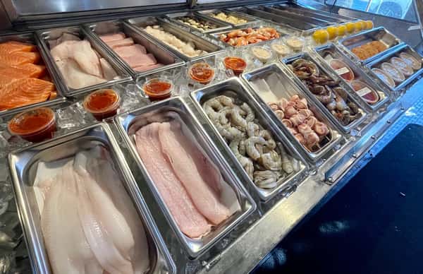 Iced packed fresh seafood