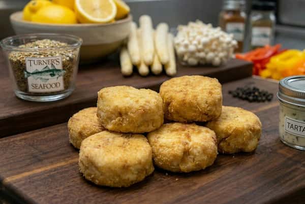 Fish Cakes with spices, lemons, and vegetables