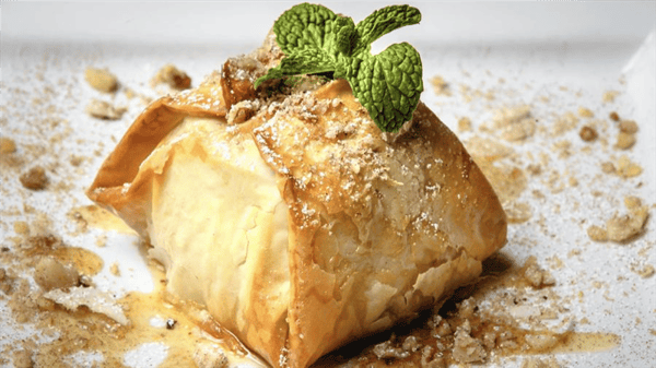 baked sachet on a plate
