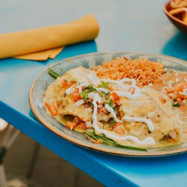 Cheesy Chicken & Spinach Enchiladas at Don Diego Mexican Cuisine